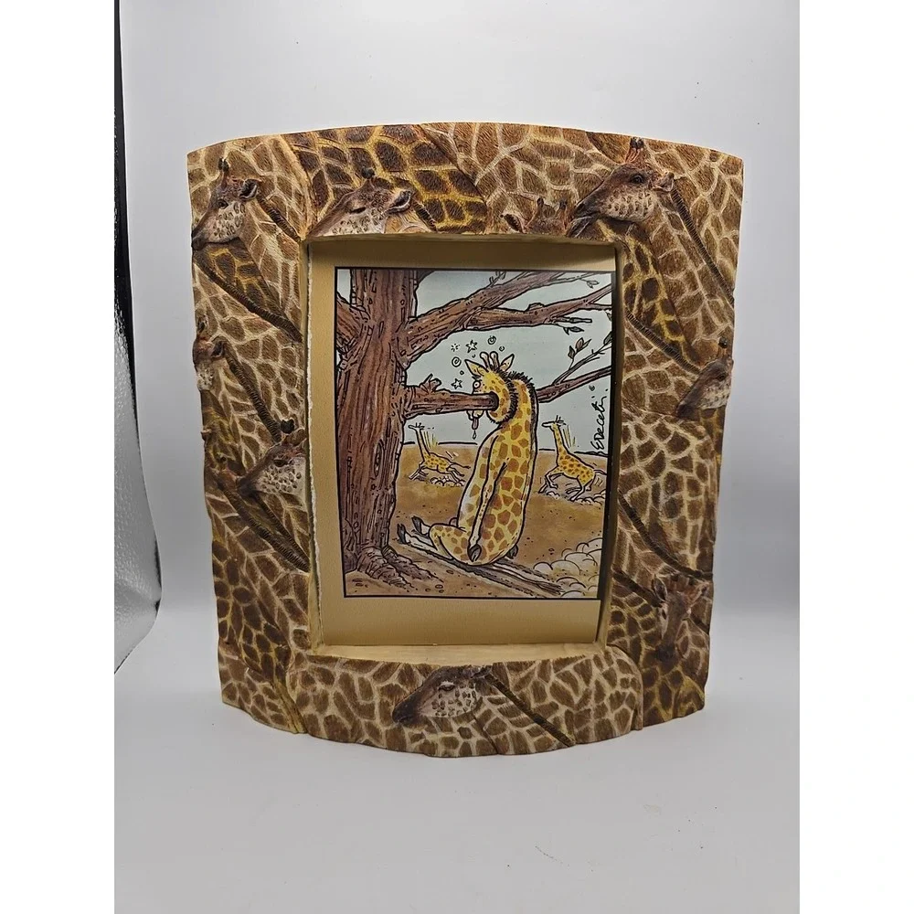 VINTAGE 3D‎ Giraffe Photo Frame Detailed Painting 9.5